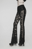 Gothic Flare Pants in Stylish Black Lace with Fringe