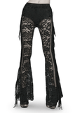 Gothic Flare Pants in Stylish Black Lace with Fringe