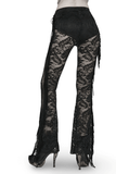 Gothic Flare Pants in Stylish Black Lace with Fringe