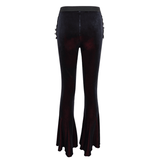 Gothic-Samt-Hose mit ausgehöhltem Schlag / Sexy Hose mit Spitzenapplikation und Reißverschluss