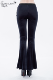 Pantalon évasé évidé en velours gothique/pantalon sexy à fermeture éclair avec appliques en dentelle
