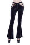 Gothic Flared Velvet Pants: Lace Hollow-Out Black Trousers