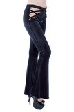 Gothic-Samt-Hose mit ausgehöhltem Schlag / Sexy Hose mit Spitzenapplikation und Reißverschluss