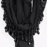 Damen Gothic Floral besticktes transparentes schwarzes Top / modische weibliche Spitzen-Langarm-Tops 