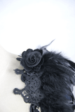 Haut Gothique Guipure Avec Plumes Amovibles / Haut Noir Femme Avec Bretelles Dos
