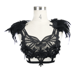 Gothic Guipure Top with Feather / Top with Strapped Back