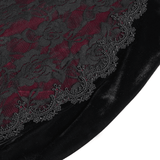 Gothic High-Low Velvet Dress with Lace Trim and Cross Charm