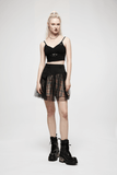 Gothic High-Waisted Mini Skirt with Mesh Detailing