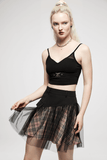 Gothic High-Waisted Mini Skirt with Mesh Detailing