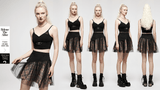 Gothic High-Waisted Mini Skirt with Mesh Detailing