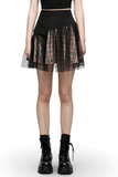 Gothic High-Waisted Mini Skirt with Mesh Detailing