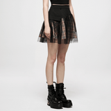 Gothic High-Waisted Mini Skirt with Mesh Detailing