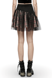 Gothic High-Waisted Mini Skirt with Mesh Detailing