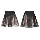 Gothic High-Waisted Mini Skirt with Mesh Detailing