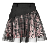 Gothic High-Waisted Mini Skirt with Mesh Detailing