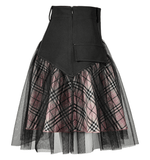 Gothic High-Waisted Mini Skirt with Mesh Detailing