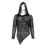 Gothic Hooded Net Top / Lace Mesh Long Sleeve Top for Men