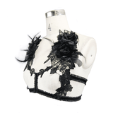 Gothic-Spitzen-Brustgeschirr-Top / Sexy Rose-Rückenfreies Top mit elastischen Trägern