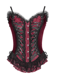 Gothic Lace Corset with Satin Ribbon Lacing and Trim