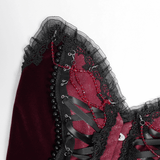 Gothic Lace Corset with Satin Ribbon Lacing and Trim