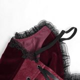 Gothic Lace Corset with Satin Ribbon Lacing and Trim