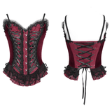 Gothic Lace Corset with Satin Ribbon Lacing and Trim