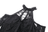Gothic Lace Dress with Heart Cutouts and Ruffled Details
