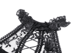 Gothic Lace Dress with Heart Cutouts and Ruffled Details