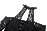 Gothic Lace Dress with Heart Cutouts and Ruffled Details