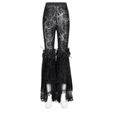 Gothic Lace Flare Pants with Velvet Design and Details