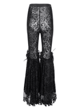 Gothic Lace Flare Pants with Velvet Design and Details