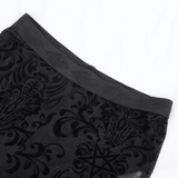 Gothic Lace Flare Pants with Velvet Design and Details