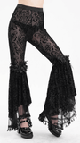 Gothic Lace Flare Pants with Velvet Design and Details