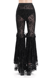 Gothic Lace Flare Pants with Velvet Design and Details