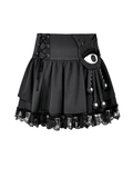 Gothic Lace Frill Mini Skirt with Eerie Doll Accent