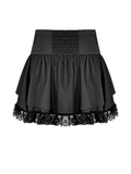 Gothic Lace Frill Mini Skirt with Eerie Doll Accent