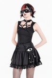 Gothic Lace Frill Mini Skirt with Eerie Doll Accent
