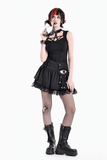 Gothic Lace Frill Mini Skirt with Eerie Doll Accent