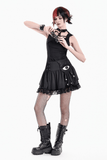 Gothic Lace Frill Mini Skirt with Eerie Doll Accent