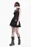 Gothic Lace Frill Mini Skirt with Eerie Doll Accent