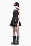 Gothic Lace Frill Mini Skirt with Eerie Doll Accent