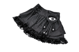 Gothic Lace Frill Mini Skirt with Eerie Doll Accent