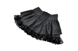Gothic Lace Frill Mini Skirt with Eerie Doll Accent