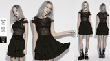 Gothic Lace Mini Dress with Sheer Open Shoulders Details