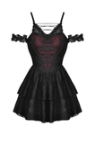 Gothic Lace Off-Shoulder Mini Dress - Darkly Romantic