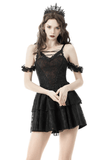 Gothic Lace Off-Shoulder Mini Dress - Darkly Romantic