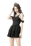 Gothic Lace Off-Shoulder Mini Dress - Darkly Romantic