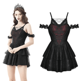 Gothic Lace Off-Shoulder Mini Dress - Darkly Romantic