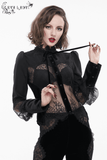 Gothic Lace Puff Sleeve Blouse: Women's Sheer Black Shirt