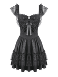 Gothic Lace Ruffle Mini Dress for Lolita Women